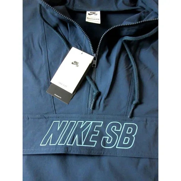 Nike SB Men's Anorak 1/2 Zip PO Skate Jacket Size Large Navy Blue Turquoise NWT - Picture 7 of 10
